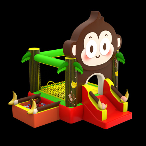 Casa de rebote con tobogán y resbalón de mono
