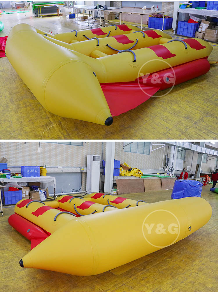 Barco inflable rojo y amarillo con pez volador07