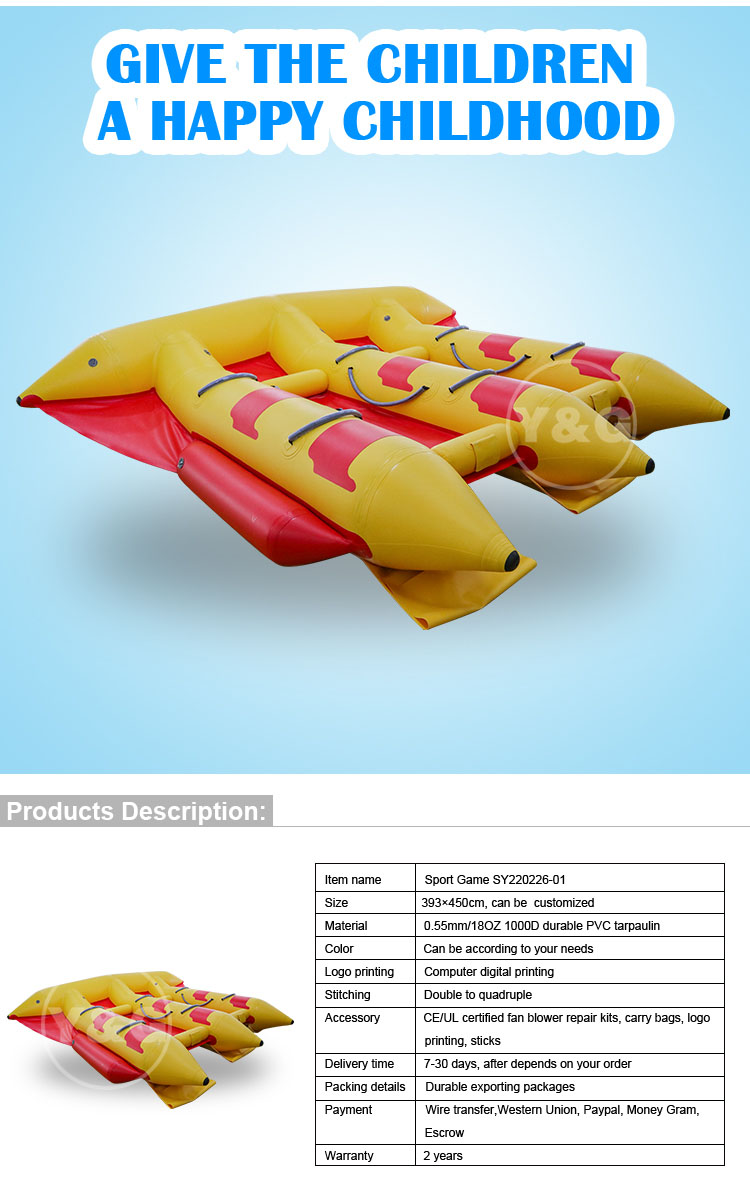 Barco inflable rojo y amarillo con pez volador07